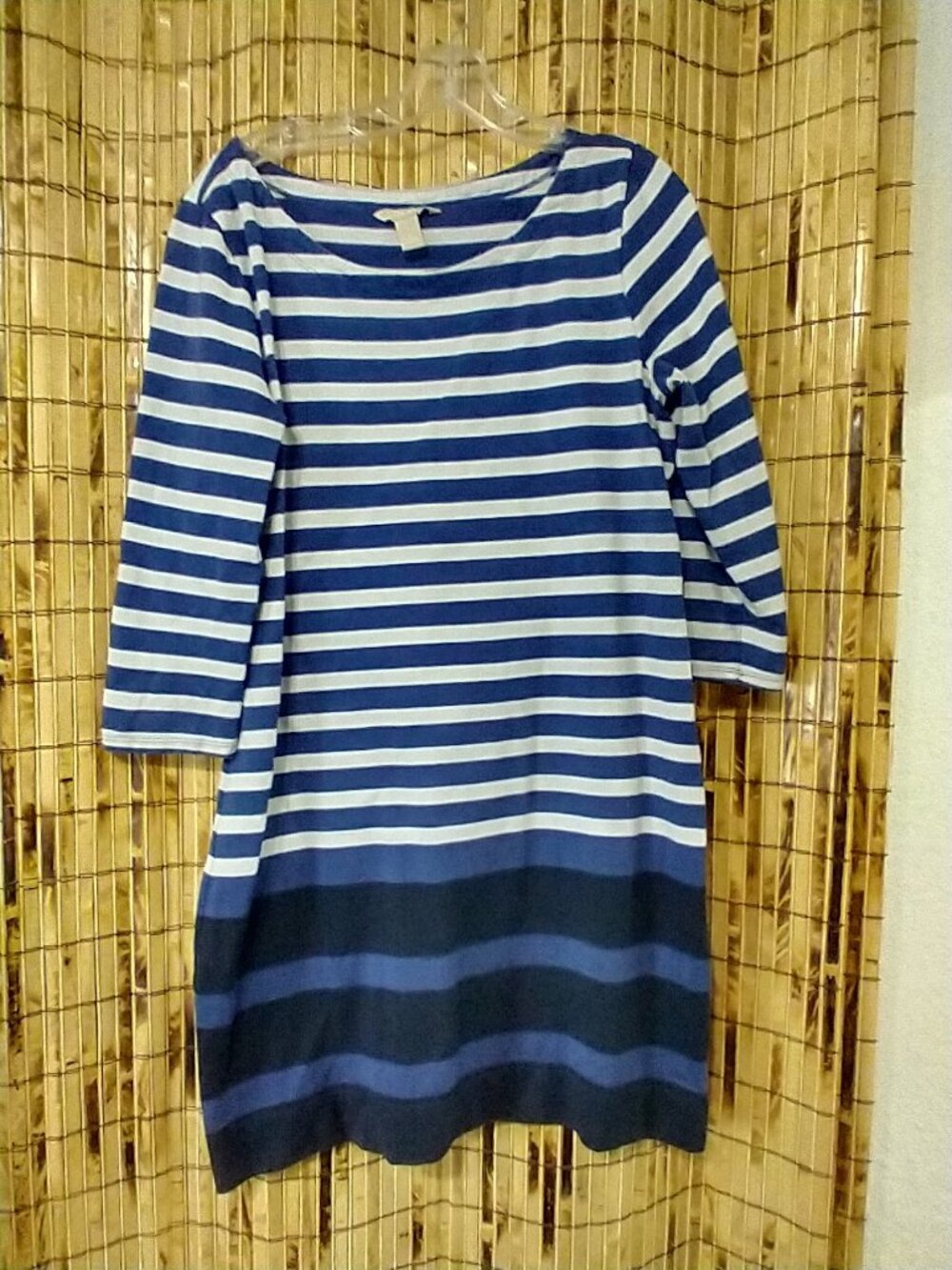 Banana Republic Womens Blue White Striped Boatneck T Shirt Dress Size L Flawed
